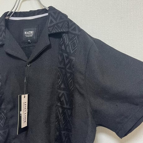 タグ付き XL MALIBU BEACH CLUB 半袖シアーシャツ ブラック