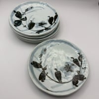 手描き草花文様 小皿 5枚セット（直径14cm）