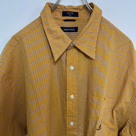 NAUTICA イエロー　チェックシャツ　古着　XL
