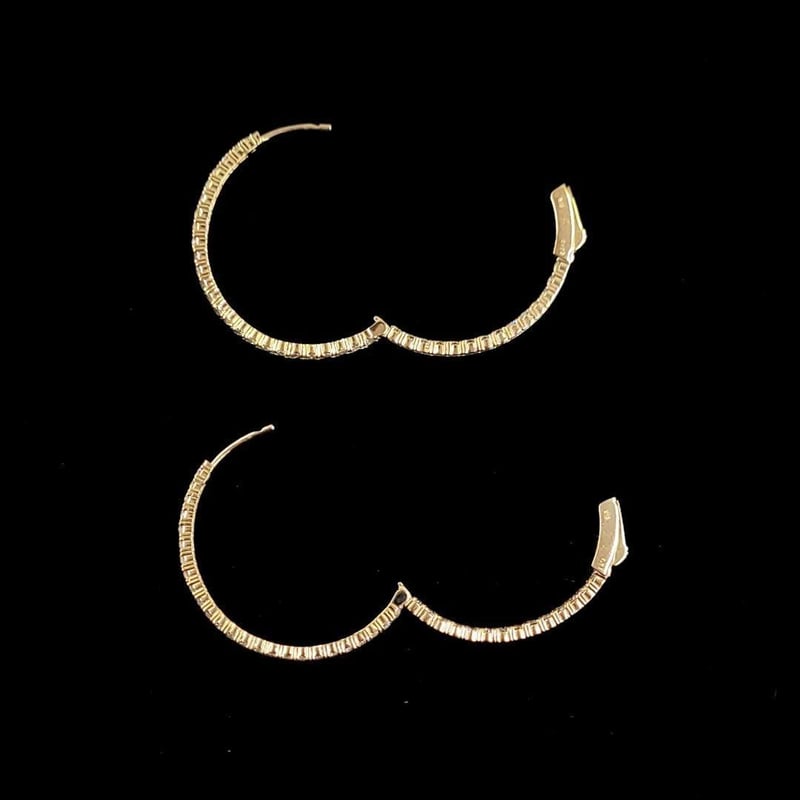 大人気！30mm！計1.5ct ダイヤモンド K18 YG フープ ピアス 鑑別 re2503