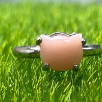 ピンクオパール　猫カットリング