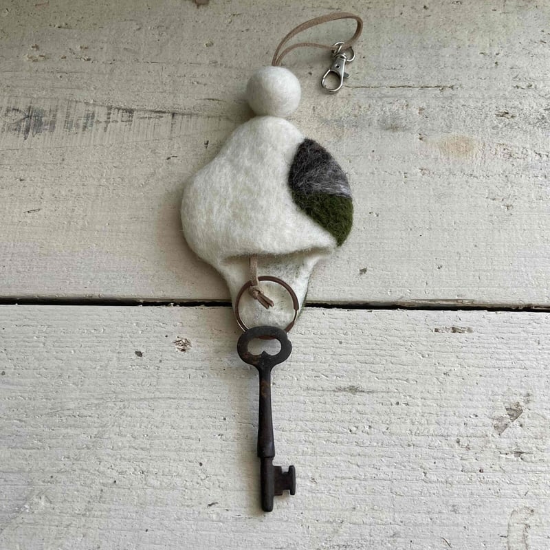 新作！羊毛 フェルト シマエナガ キーケース ハンドメイド フェア