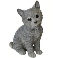 おすわり猫（グレー）13642【猫】オブジェ エクステリア 置物　ネコ