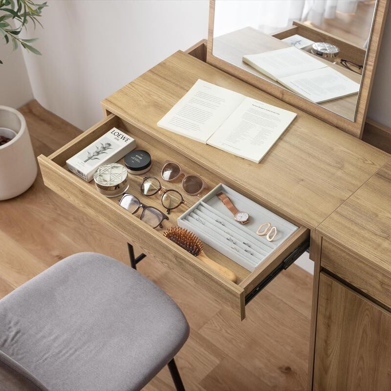 2点セット】幅100cm ミラー付きドレッサー+チェア【送料無料】 | NOIR