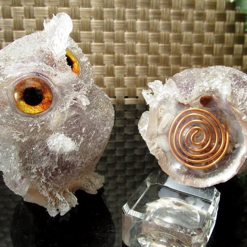 危険回避★身を守る輝くフクロウオルゴナイト スーパーセブンサザレ入り フクロウ型 オルゴナイト 重さ約90g-100g 1