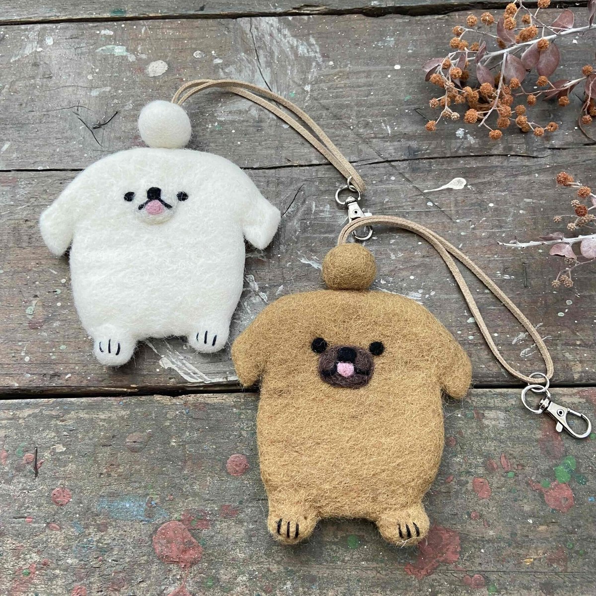 新作！羊毛 フェルト ペキニーズ 犬 キーケース ハンドメイド フェア