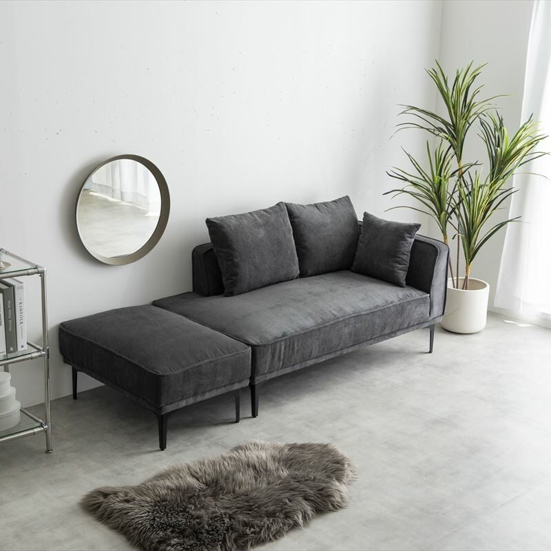 2点セット】Siena オットマン付き2人掛けカウチソファ【送料無料