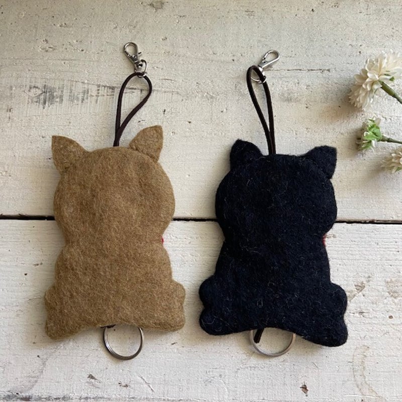 羊毛 フェルト 柴犬 しば犬 キーケース ハンドメイド フェアトレード