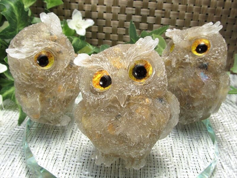 オルゴナイトフクロウNo.217 キラキラ金運アップのフクロウオルゴナイト⑩ | オルゴナイト札幌