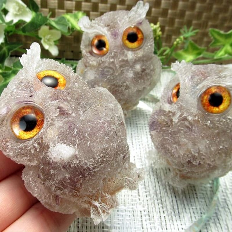 スーパーセブンサザレ入り フクロウ型 オルゴナイト 重さ約90g-100g 1