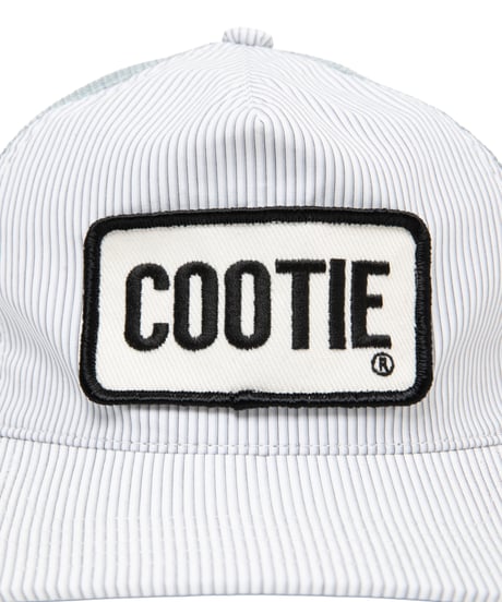 𝐂𝐎𝐎𝐓𝐈𝐄 | Stripe Broad 5 Panel Mesh Cap | White