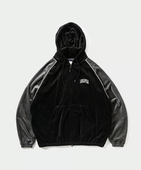 TIGHTBOOTH | VELOUR PIPING HOODED JKT | BLACK