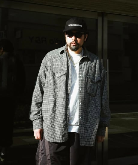 COOTIE | Dobby Gingham Check L/S Western Shirt | Black