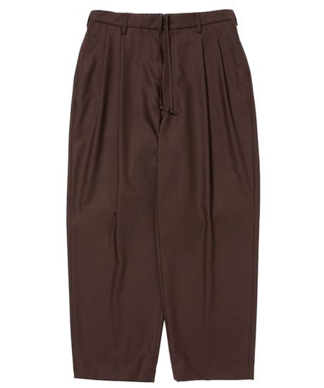 COOTIE | T/W Twill 2 Tuck Wide Easy Trousers | Brown