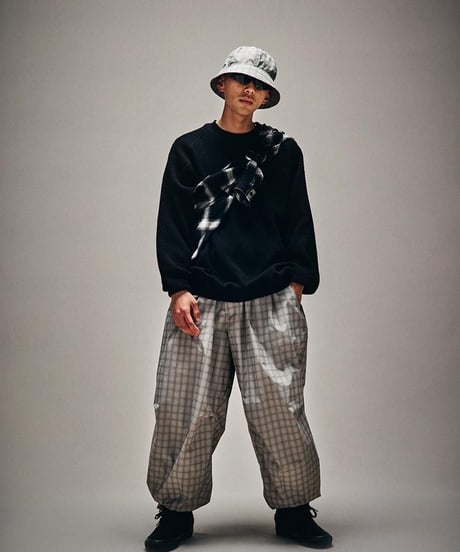 TIGHTBOOTH | PLAID LIGHT BALLOON PANTS | BLACK