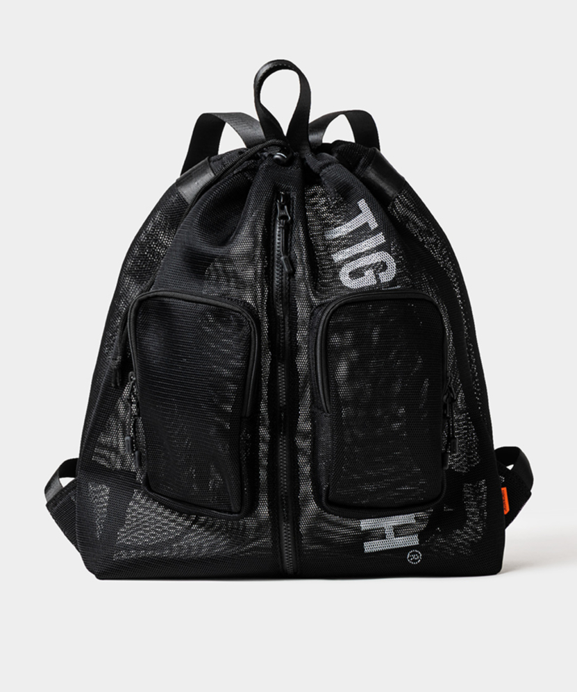 𝐓𝐈𝐆𝐇𝐓𝐁𝐎𝐎𝐓𝐇 | TBPR / LOGO MESH KNAPSACK | Black