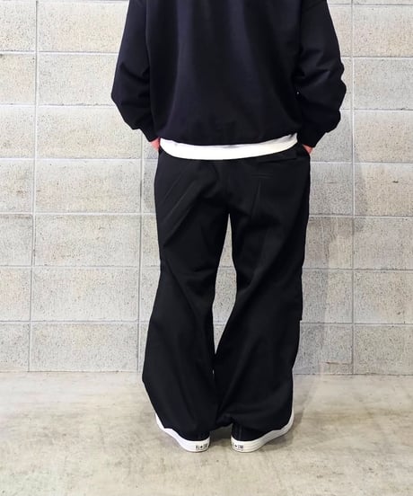 COOTIE | Ny/Wo Twill Utility Wide Easy Trousers | Black