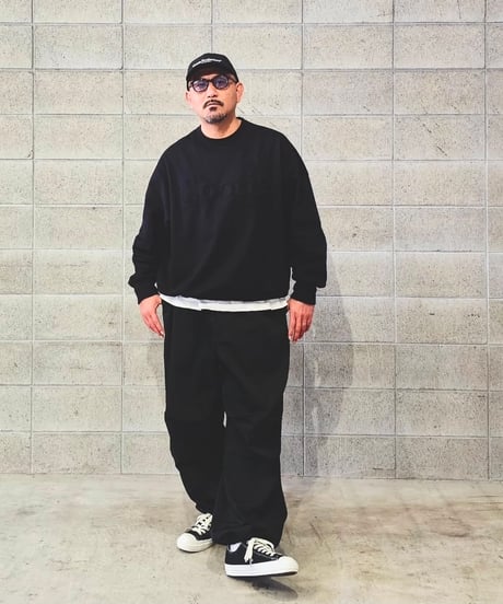 COOTIE | Ny/Wo Twill Utility Wide Easy Trousers | Black