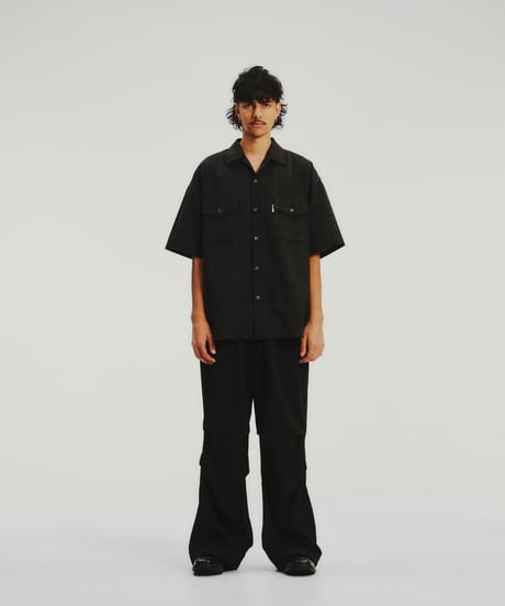 COOTIE | Ny/Wo Twill Utility Wide Easy Trousers | Black