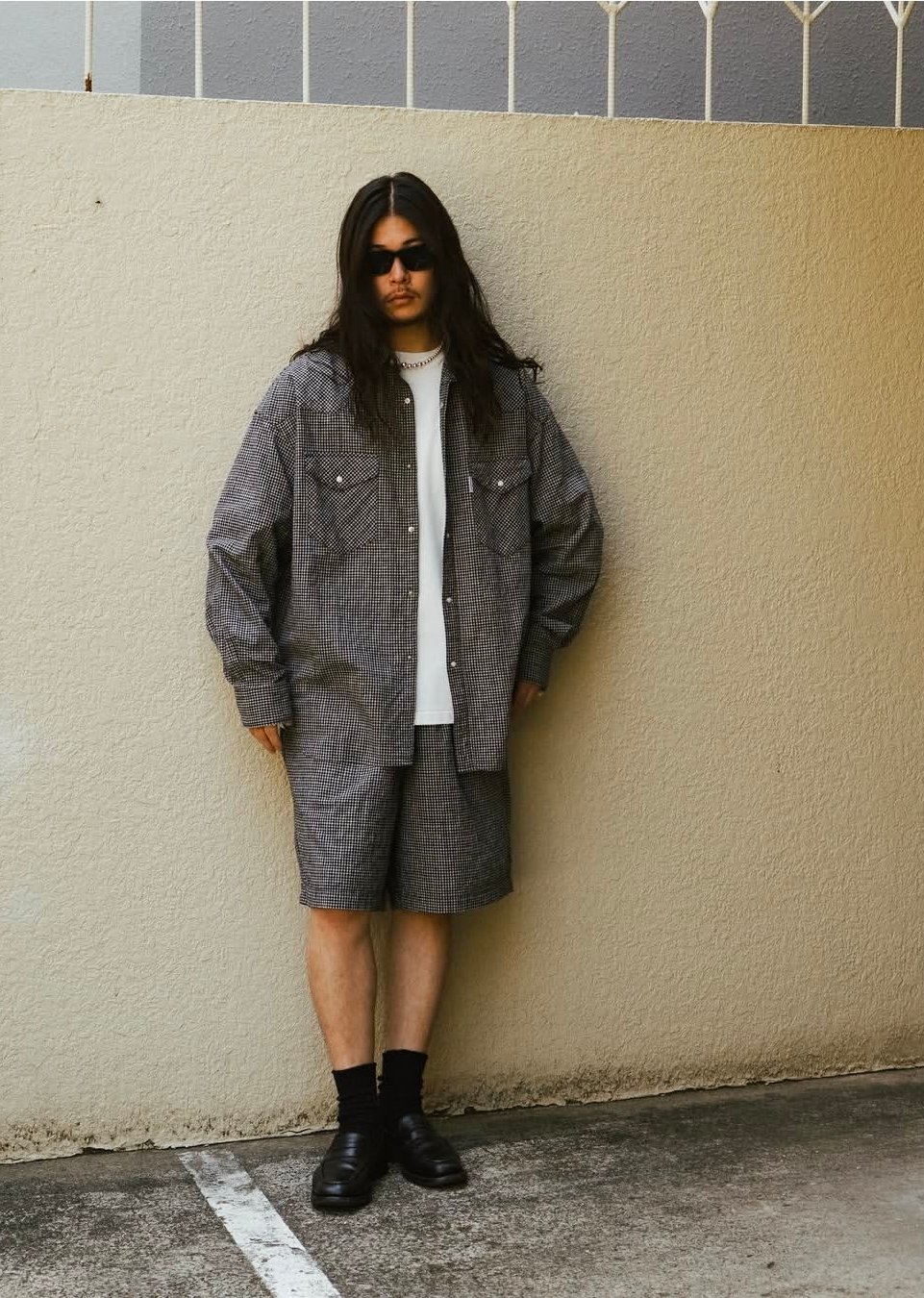 COOTIE | Dobby Gingham Check Easy Shorts | Blac
