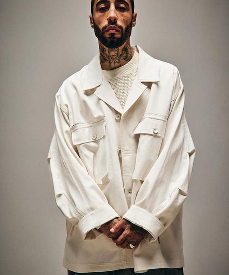 TIGHTBOOTH | LABEL LOGO BDU SHIRT | IVORY