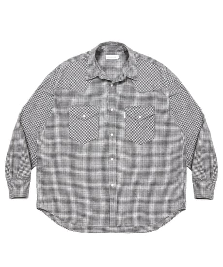 COOTIE | Dobby Gingham Check L/S Western Shirt | Black