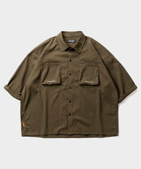 TIGHTBOOTH | TBPR / SEERSUCKER ROLL UP SHIRT | Olive