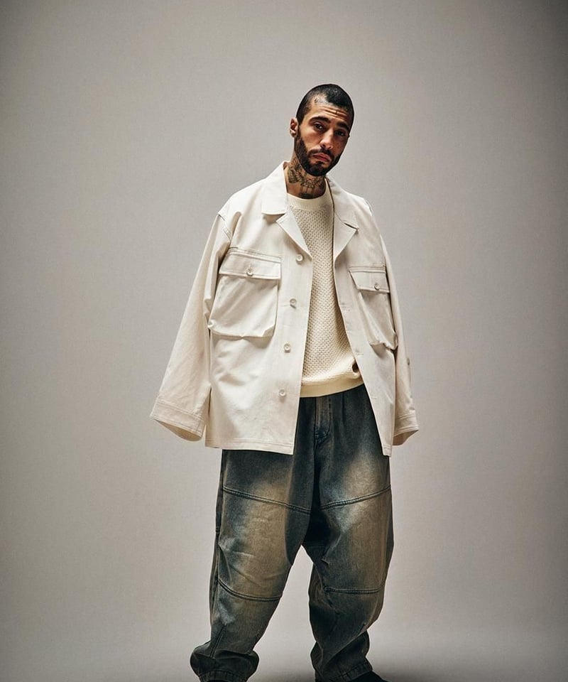 ジャケット・アウター TIGHTBOOTH LABEL LOGO BDU SHIRT IVORY