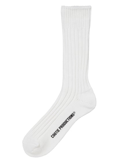 COOTIE | Lowgauge Middle Socks | White