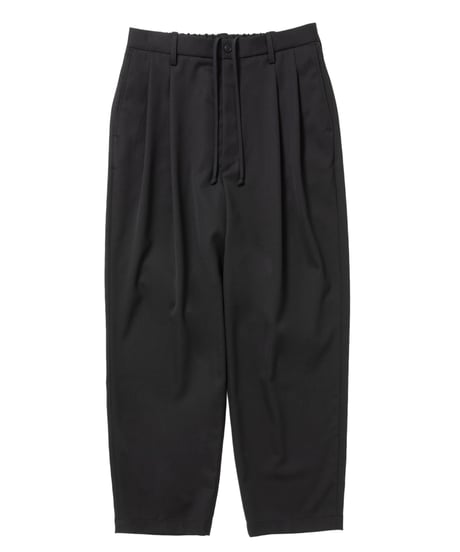 𝐂𝐎𝐎𝐓𝐈𝐄 | Wool Gabardine 2 Tuck Easy Trousers | Black