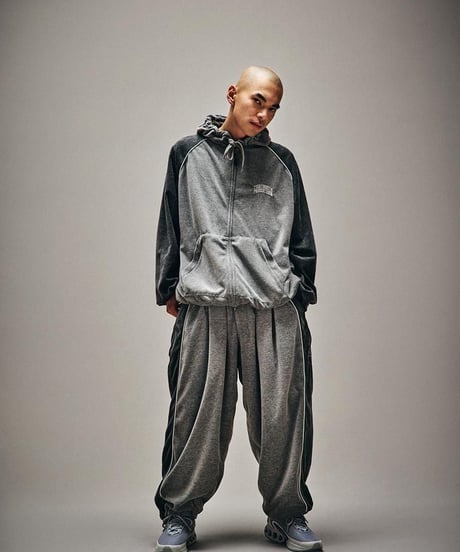 TIGHTBOOTH | VELOUR PIPING HOODED JKT | BLACK