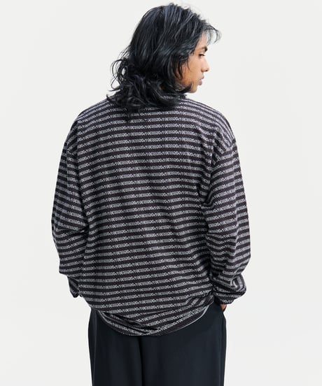 COOTIE | Supima Jacquard Border L/S Tee | Black