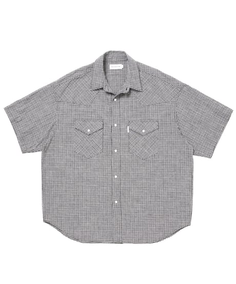 COOTIE | Dobby Gingham Check S/S Western Shirt | Black