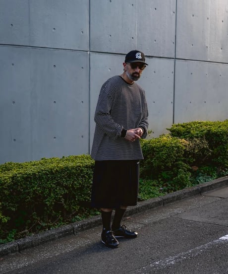 COOTIE | Supima Jacquard Border L/S Tee | Black