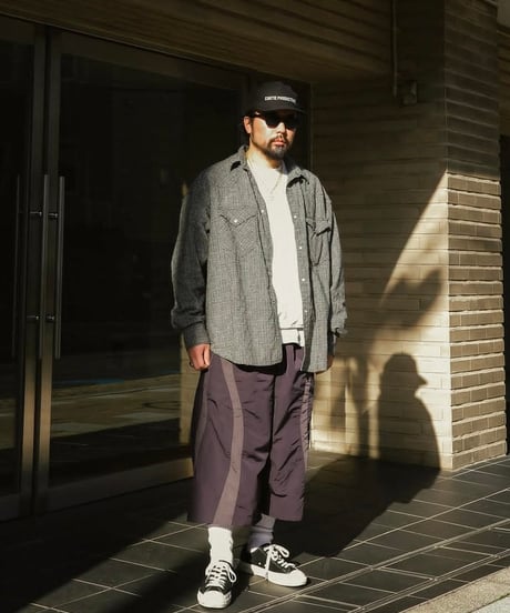 COOTIE | Dobby Gingham Check L/S Western Shirt | Black