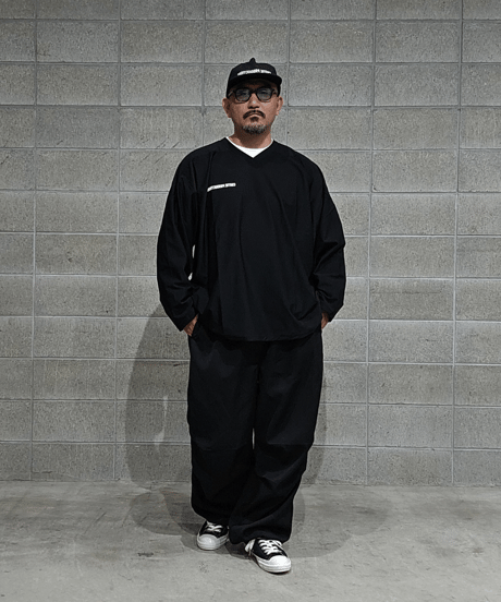 COOTIE | Ny/Wo Twill Utility Wide Easy Trousers | Black