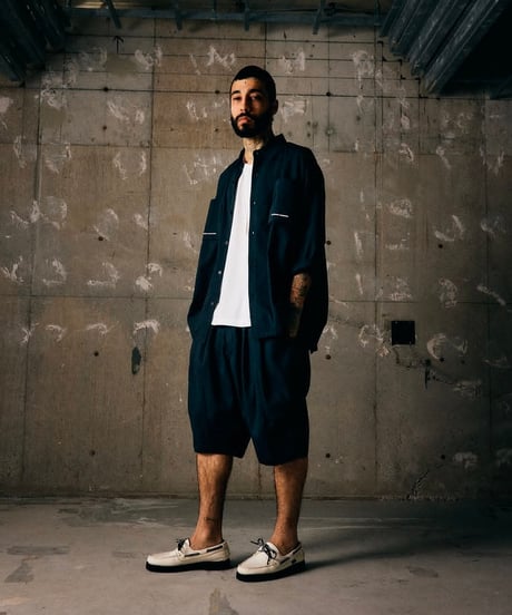 TIGHTBOOTH | TBPR / SEERSUCKER ROLL UP SHIRT | Black