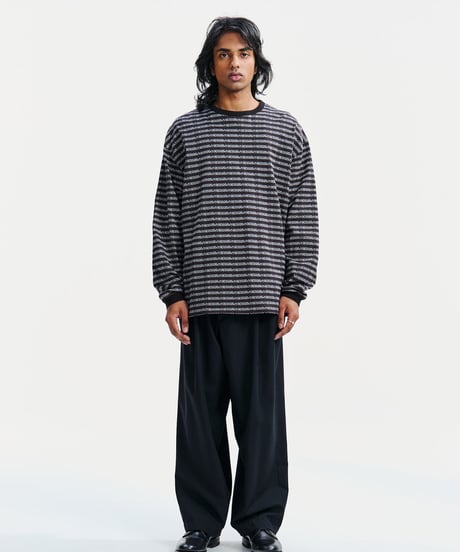 COOTIE | Supima Jacquard Border L/S Tee | Black