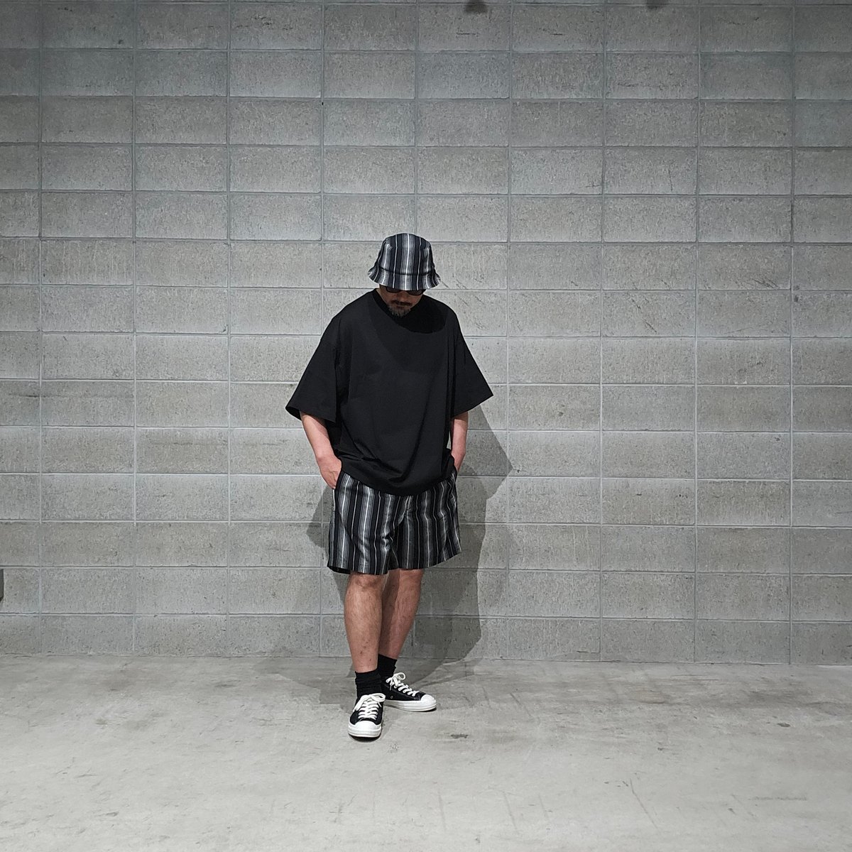 COOTIE | Dobby Chain Stripe Easy Shorts | Black