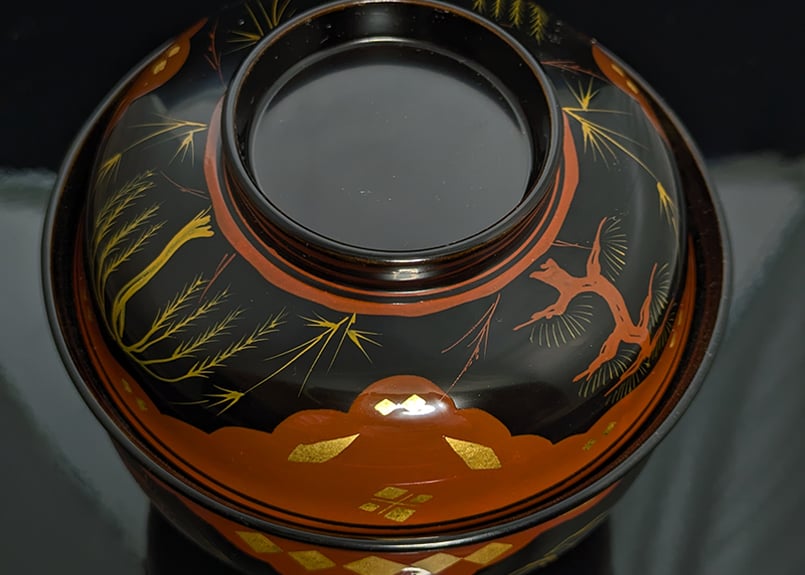 秀衡型柳松蒔絵煮物椀（5客） | 浦和 茶道具つかもと｜オンライン