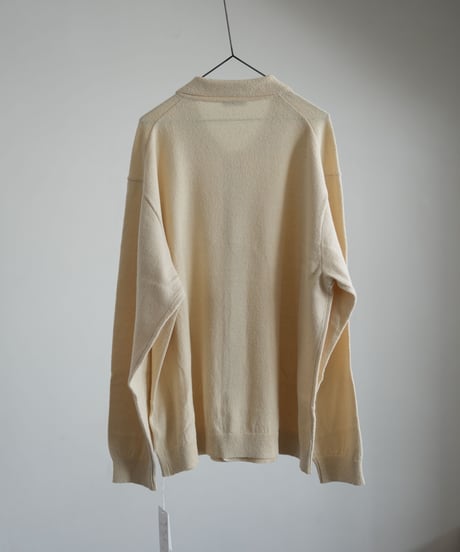 ATON "Cotton Washi Boucle Polo Cardigan"