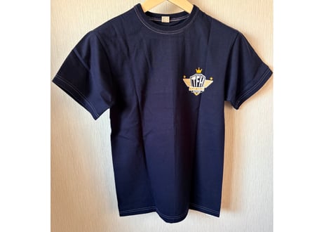 フラットヘッド ロゴプリントTシャツ　綿 38 紺　男女兼用