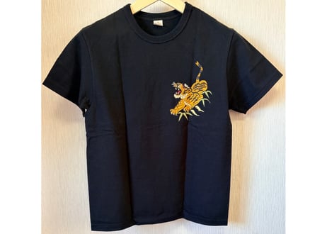 フラットヘッド　 タイガーデザインTシャツ　綿　黒　M　男女兼用