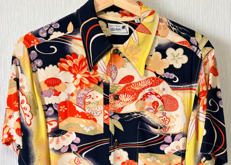 サンサーフKING SMITH KIMONO DESIGNアロハシャツ着物柄　Sサイズ　男女兼用