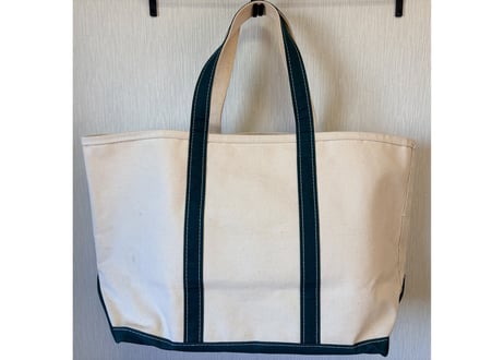 エルエルビーン BOAT AND TOTEバッグ　綿　生成り×グリーン　大　男女兼用