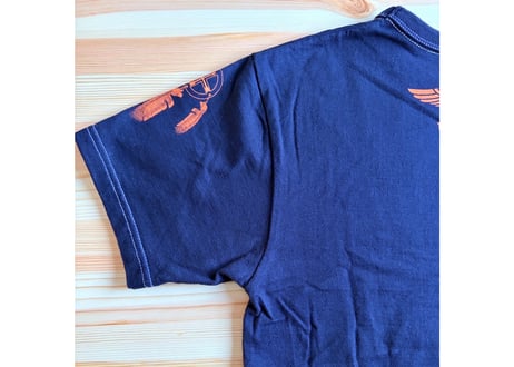 フラットヘッド　プリントTシャツ　綿　38 黒　男女兼用