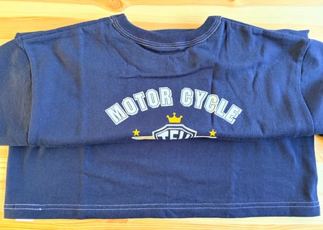 フラットヘッド ロゴプリントTシャツ　綿 38 紺　男女兼用