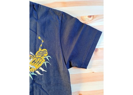 フラットヘッド　 タイガーデザインTシャツ　綿　黒　M　男女兼用