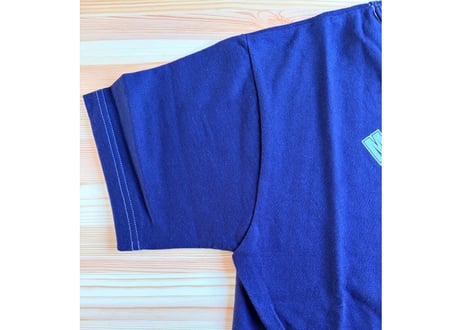フラットヘッド ロゴプリントTシャツ　綿 38 紺　男女兼用