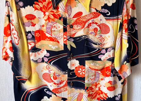 サンサーフKING SMITH KIMONO DESIGNアロハシャツ着物柄　Sサイズ　男女兼用